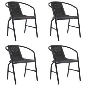 Garden Chairs 4 pcs Plastic Rattan and Steel 110 kg