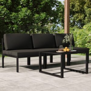 4 Piece Garden Lounge Set with Cushions Aluminium Anthracite