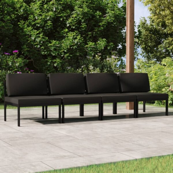 4-Seater Garden Sofa with Cushions Aluminium Anthracite