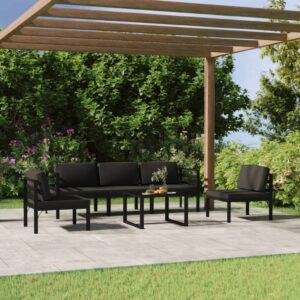 6 Piece Garden Lounge Set with Cushions Aluminium Anthracite