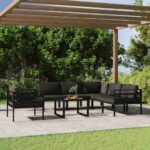 7 Piece Garden Lounge Set with Cushions Aluminium Anthracite