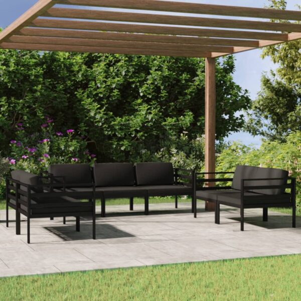 7 Piece Garden Lounge Set with Cushions Aluminium Anthracite