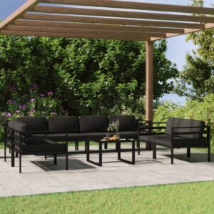 9 Piece Garden Lounge Set with Cushions Aluminium Anthracite