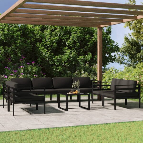 9 Piece Garden Lounge Set with Cushions Aluminium Anthracite