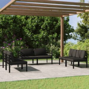 6 Piece Garden Lounge Set with Cushions Aluminium Anthracite