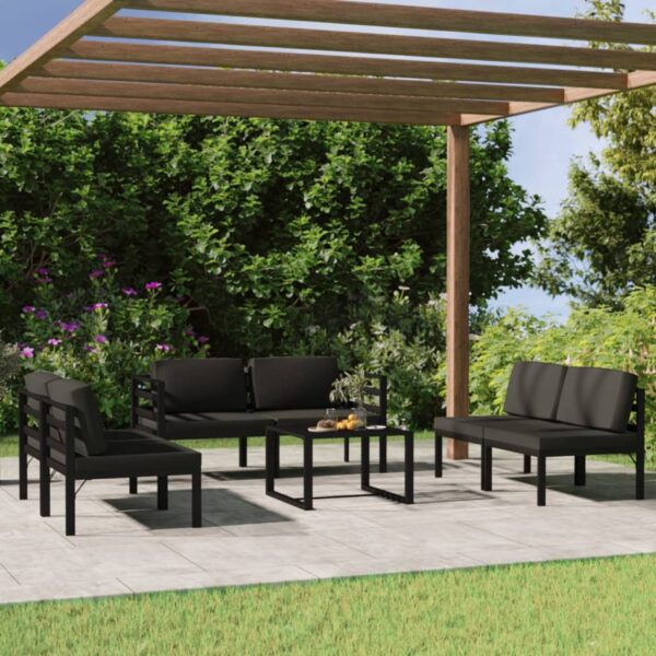 7 Piece Garden Lounge Set with Cushions Aluminium Anthracite