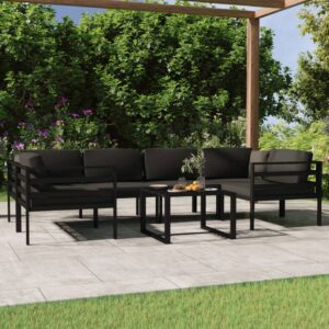 7 Piece Garden Lounge Set with Cushions Aluminium Anthracite