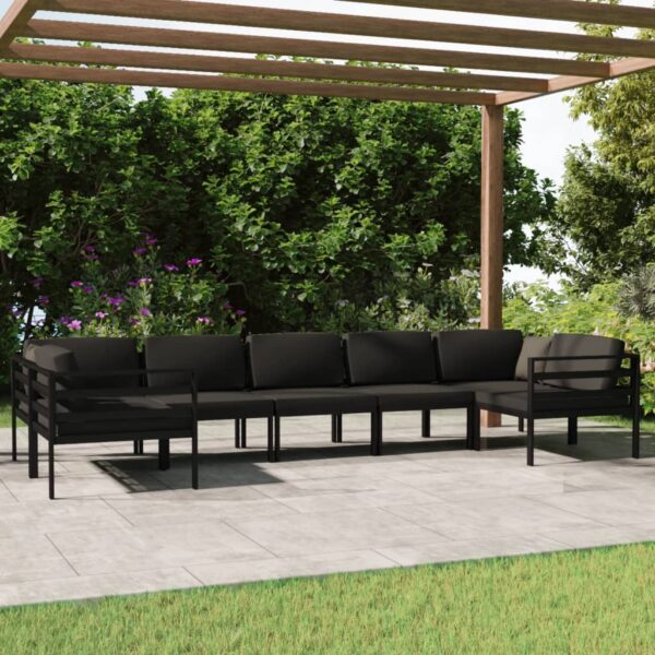 7 Piece Garden Lounge Set with Cushions Aluminium Anthracite