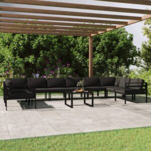 11 Piece Garden Lounge Set with Cushions Aluminium Anthracite