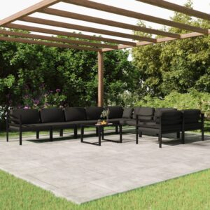 10 Piece Garden Lounge Set with Cushions Aluminium Anthracite