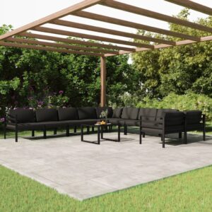 11 Piece Garden Lounge Set with Cushions Aluminium Anthracite