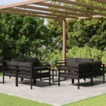 9 Piece Garden Lounge Set with Cushions Aluminium Anthracite