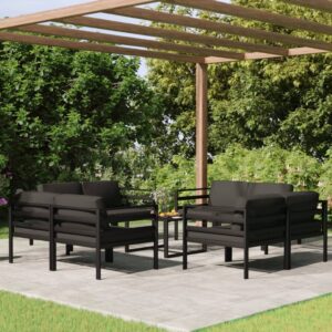 9 Piece Garden Lounge Set with Cushions Aluminium Anthracite