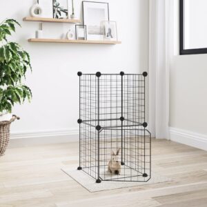 Spacious Black Steel Pet Playpen DIY Flexible Assembly with Secure Door