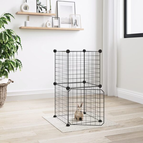 Spacious Black Steel Pet Playpen DIY Flexible Assembly with Secure Door