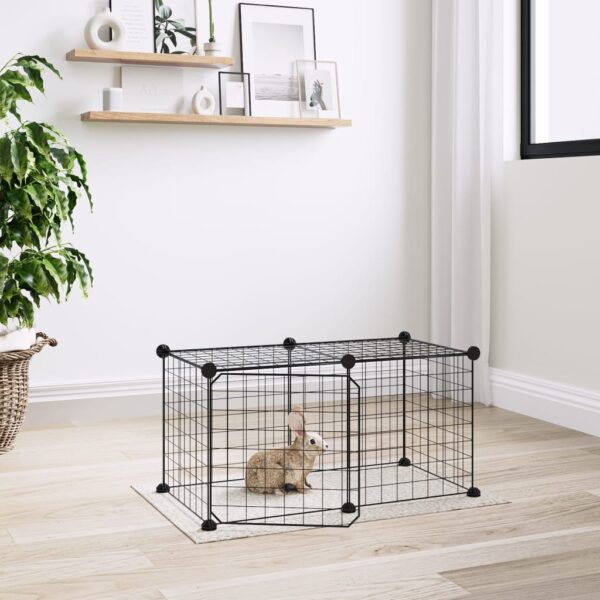 Spacious DIY Pet Playpen Enclosure with Convenient Access Door in Black