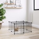 Spacious Black Steel Pet Playpen DIY Flexible Assembly with Secure Door