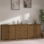 Sideboard Honey Brown 230x35x80 cm Solid Wood Pine