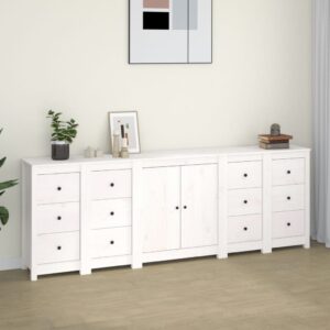 Sideboard White 230x35x80 cm Solid Wood Pine