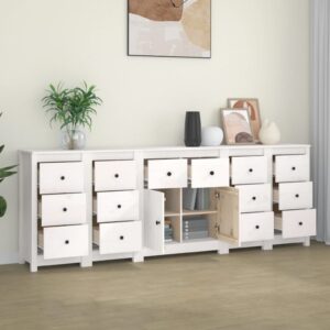 Sideboard White 230x35x80 cm Solid Wood Pine