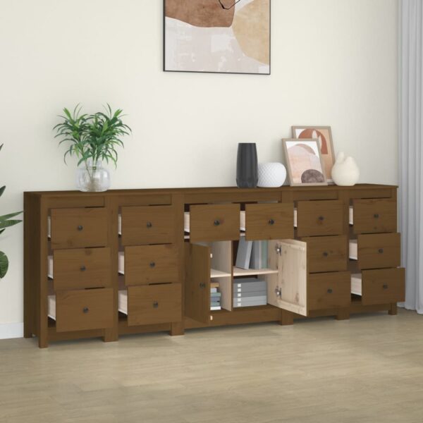 Sideboard Honey Brown 230x35x80 cm Solid Wood Pine