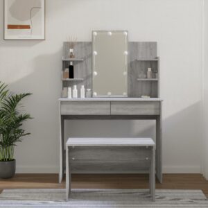 Dressing Table Set with LED Grey Sonoma Engineered Wood