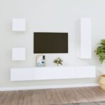 5 Piece TV Cabinet Set White Engineered Wood