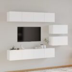 4 Piece TV Cabinet Set White Engineered Wood