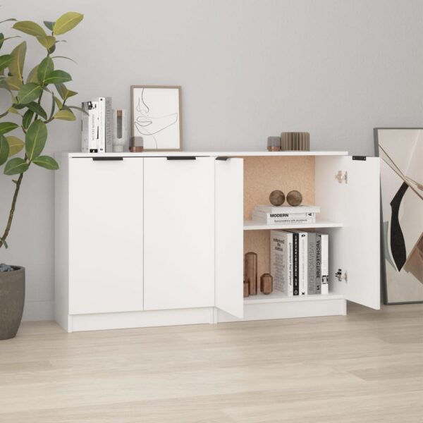 Chic White Engineered Wood Sideboards Set of Two - Spacious & Versatile Storage