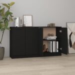 Chic Black Engineered Wood Sideboard Set - Spacious Storage Multifunctional