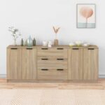 3 Piece Sideboards Sonoma Oak Engineered Wood