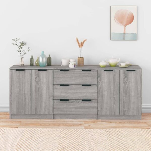 3 Piece Sideboards Grey Sonoma Engineered Wood