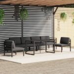 7 Piece Garden Lounge Set with Cushions Aluminium Anthracite