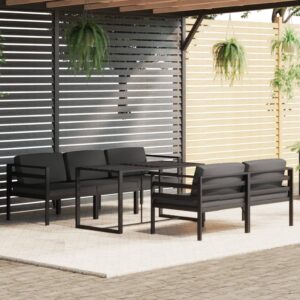 6 Piece Garden Lounge Set with Cushions Aluminium Anthracite