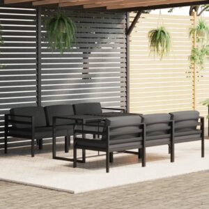 7 Piece Garden Lounge Set with Cushions Aluminium Anthracite