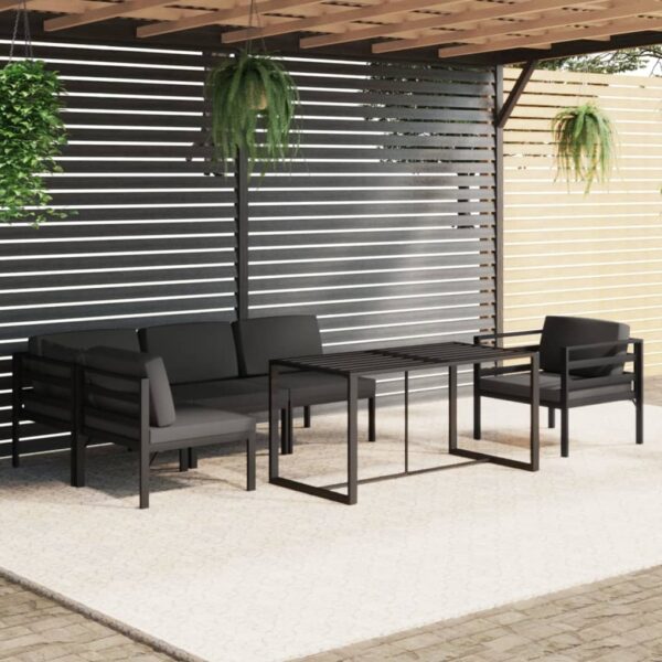 6 Piece Garden Lounge Set with Cushions Aluminium Anthracite