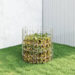 Galvanized Steel Garden Composter Weather Resistant Mesh Organic Waste Bin Silver