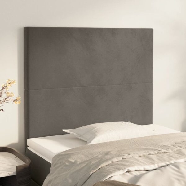 Velvet Upholstered Twin Headboards Dark Grey Adjustable Height Soft Luxurious