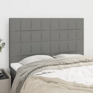 Set of Four Elegant Dark Grey Fabric Headboards Adjustable Height Sturdy