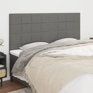 Fabric Upholstered Headboards Set of 4 Dark Grey Adjustable Height Elegant Design