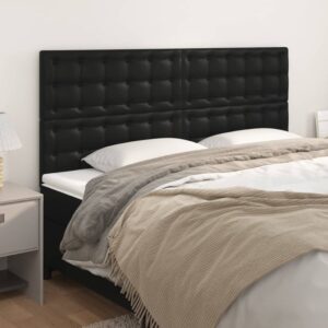 Set of Four Luxurious Faux Leather Black Headboards Adjustable Height