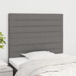 Set of Two Elegant Fabric Headboards Dark Grey Adjustable Height Sturdy