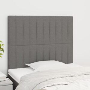 Set of Two Elegant Fabric Upholstered Headboards Adjustable Dark Grey Bedroom