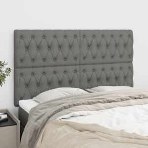 Set of 4 Elegant Fabric Headboards Dark Grey Adjustable Height Sturdy Bedroom