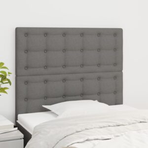 Set of Two Elegant Fabric Upholstered Headboards Dark Grey Adjustable Height