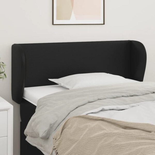 Elegant Faux Leather Headboard with Ears Adjustable Height Black Luxurious Look