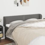 Elegant Dark Grey Fabric Headboard with Ears Adjustable Height Sturdy Legs