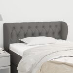 Elegant Dark Grey Fabric Headboard with Ears Adjustable Height Sturdy Bedroom Decor