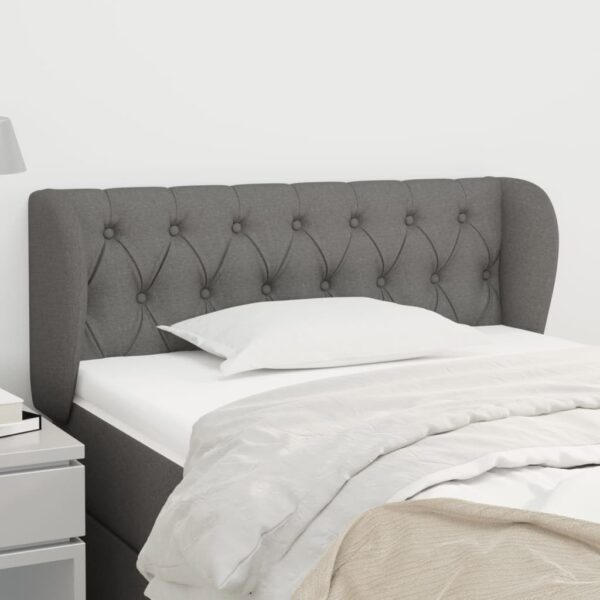 Elegant Dark Grey Fabric Headboard with Ears Adjustable Height Sturdy Bedroom Decor