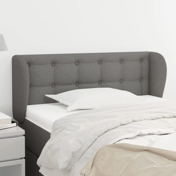 Elegant Dark Grey Fabric Headboard with Ears Adjustable Height Sturdy Bedroom Decor